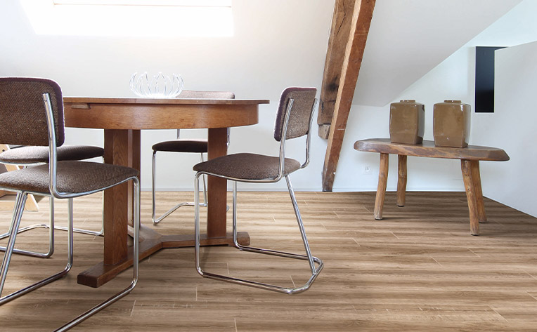 wood look laminate flooring in dining room