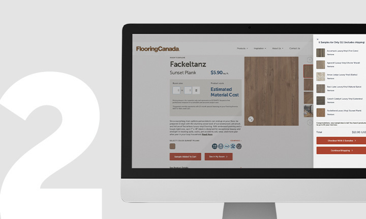 selecting flooring samples on website